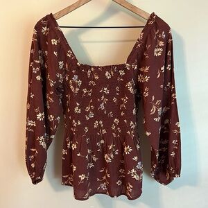 NWT Madewell Lucie Gem Bubble Balloon Sleeve Fall Floral Top